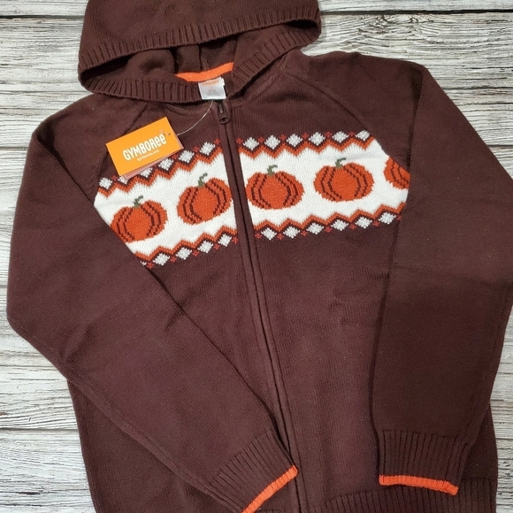 Gymboree Pumpkin Sweater Fall Harvest Hooded Zip Up Pumpkin Sweater NWT - Picture 6 of 9